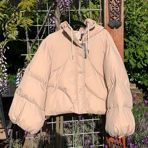 Boohoo Puffer Beige Jacket